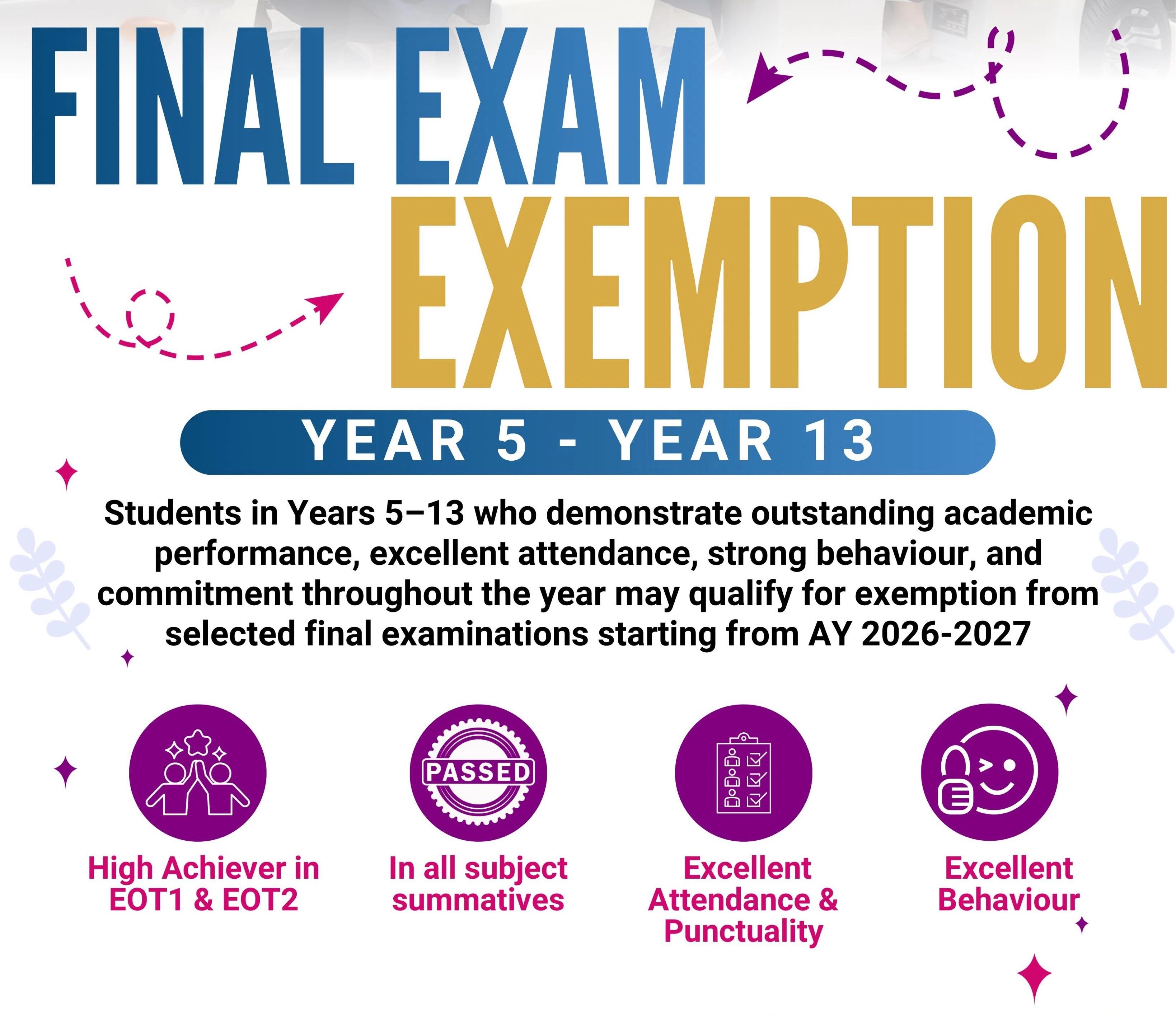 No end-of-year final exams